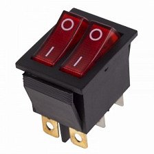 Выключатель клавишный ON-OFF (6c) 250V 15А (RWB-511) красный с подсв двойной