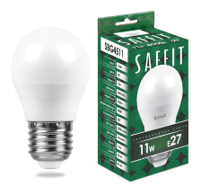 Лампа светодиодная Е27 11W/4000 G45 (шар) Saffit
