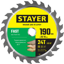 Диск пильный 190х20/16мм 24Т Быстрый рез STAYER FAST 3680-190-20-24_z01