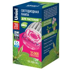 Лампа светодиодная Е27 20W M80 для растений Uniel
