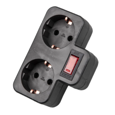 Разветвитель Uniel сетевой с выключателем с/з 2 гнезда 16А 3500Вт S-GES2-16PB BLACK  