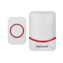 Звонок беспроводной c цифровым кодированием переливающийся 38 мелодий 150м IP44 (бел/крас) (73-0016)