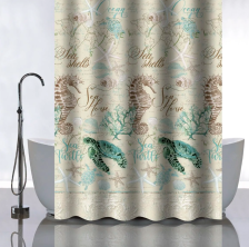 Штора для ванной комнаты 180х180см САНАКС МОРСКАЯ ФАУНА, без колец 01-118