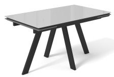 Стол "НЕО-2" 1400х800(300+300) Стекло серый/черный кварц/черный