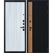 Дверь входная YoDoors-14 черная шагрень/орех каньон коньяк/Velluto Bianco 960х2050 Правая (10,5см)