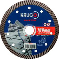 Диск алмазный 150х22,23х2,2х12 Турбо по железобетону KRUGO MASTER 8106 1500259