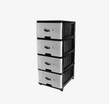 Комод 4 ящика Панельный черно-серебро 04014