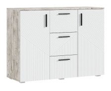 Комод 3 ящика, 2 двери (1200) Сильвия  Браш Вайт/Дуб юкон