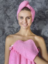 Набор для сауны махровый женский ДМ розовый