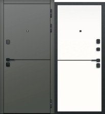 Дверь входная Молдинг Сатин коричневый/эмалит белый 960х2050 Правая (9см)
