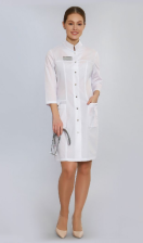 Халат медицинский 248 тиси белый размер 54/158-164 3/4 рукав кнопки