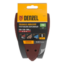 Лист шлифовальный дельтавидный 150x150x100мм P80 11 отв липучка 5шт Denzel 738597