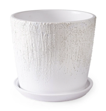 Горшок керамический с поддоном Айсберг №3 низкий конус белый