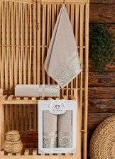 Набор полотенец махровых 2 шт 50х90 + 70х140 Kalimnos бежевый Two Dolphins