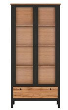 Шкаф "ЛОФТ" REG2W1S Дуб вотан, черный/дуб вотан 192,5х92х38,5см