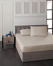 Простынь на резинке с наволочкой хлопок VAROL Размер: 100х200, 1 наволочка 50х70, Цвет: Бежевый