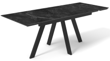 Стол "НЕО-2" 1400х800 (300+300) Керамика черный мрамор/Черный кварц/Черный