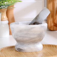 Ступка с пестиком 10 см камень белая 1722238