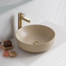 Раковина накладная ВВ1315-Н316 бежевая матовая, круглая (41х41х13)