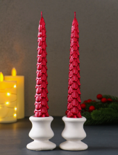 Набор Новогодних свечей Ель 1,9х20см красный металлик 10877587