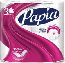 Бумага туалетная PAPIA 3-х слойная 4шт Белая