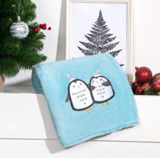 Плед велфсофт Пингвины Голубой Этель Размер: 85х100