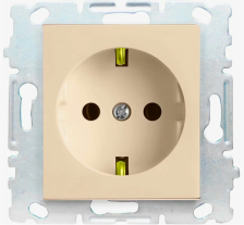 Розетка 1-м с заземлением без рамки с крышкой Vesta-Electric Roma Cream молочный
