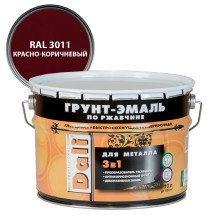 Грунт-эмаль по ржавчине гладкая красно-коричневая RAL 3011 (10л) Dali