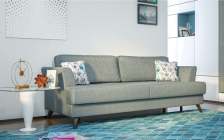 Диван-кровать Дамаск Арт ТД 212 Луанж 13 (серый) Fibre 2385/2 (вьюнки) 