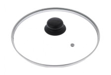 Крышка стеклянная 16 см с металлическим ободком и пластмассовой ручкой к4716