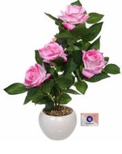 Цветок Розовый куст 43см (розовый) в горшке 951-457