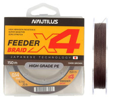 Шнур Nautilus X4 Feeder Braid Dark Brown 150м, d-0.14, 9.1кг