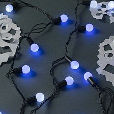 Гирлянда"НИТЬ" уличная"Шарики d=1,5 см" 10 м Нить Темная LED-100-200 контр 8р БЕЛО-СИНИЙ 1080045
