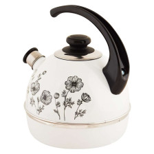 Чайник эмалированный 4,0 л белый, черная космея Т04/40/03/41