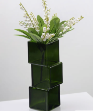 Ваза стеклянный Квадрат Смещенный h30см, изумруд