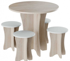 Обеденная группа тип 6 Дуб сонома/белый (Стол +Табурет 4шт)