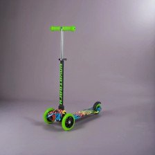 Самокат-кикборд Novatrack Disco-kids, детский, max 25кг, неоновый цветной дизайн, черный