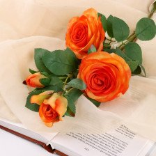 Цветы искусственные Роза роскошь 9х63см, оранжевый 9222746