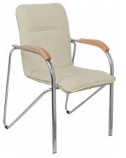 Кресло, модель Самба КС 1 арт РМК 000.457 экокожа Крем, локти дерево светлое