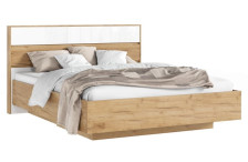 Кровать парящая Роджина 1,6м с ПМ Белый глянец/Дуб крафт