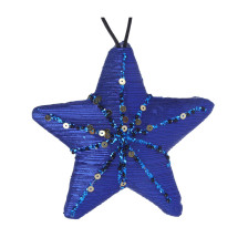 Украшение новогоднее Звезда пенопласт 13см синий с золотом 374-472