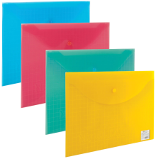 Папка-конверт с кнопкой А4 до 100 л 0,15 мм Brauberg My clear bag ассорти