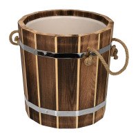 Запарник 10л липа пластиковая  вставка, липа обожженная