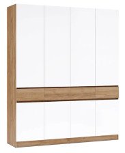 Шкаф 4-створчатый Роджина Белый глянец/Дуб крафт