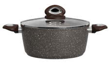 Кастрюля антипригарная 3 л стеклянная крышка индукция RASHEL кор гранит R-27730