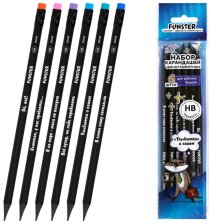 Карандаши ч/г 6 шт FUNSTER Funny notes blk с ластиком