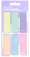 Закладка для книг магнитная 60х20 мм Brauberg PASTEL 6 шт