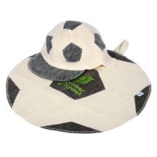 Набор банный 2пр "Футбольный мяч" шапка, коврик