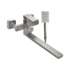 Смеситель для ванны однорычажный МАГНУС/MAGNUS 9227 длинный излив, нерж сталь/сатин