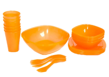 Набор посуды для пикника 6 персон оранжевый